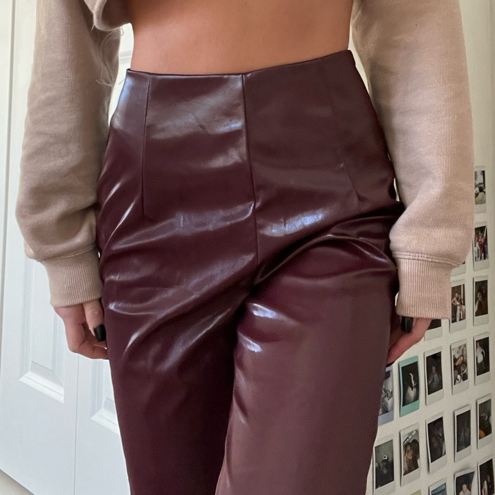 faux lather pants